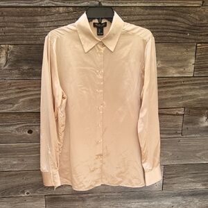 Rachel Zoe Cream Colored Silky Blouse Size Large